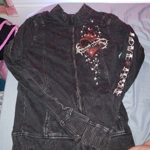 Sinful zip up rhinestone jacket